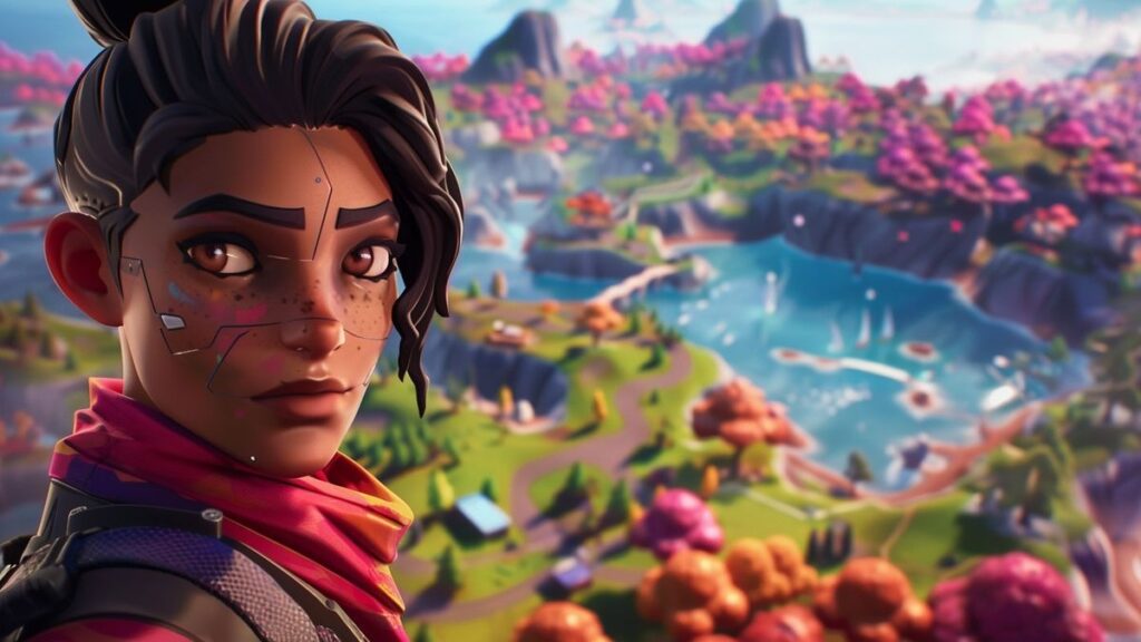Fortnite Stellaron Hunter skins closeup in cosmic environment with vibrant characters