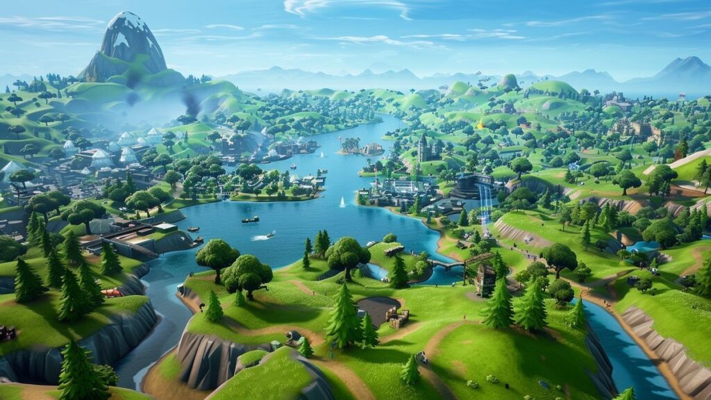 Scene of players in action-packed gameplay amidst plentiful loot in a lively drop area.