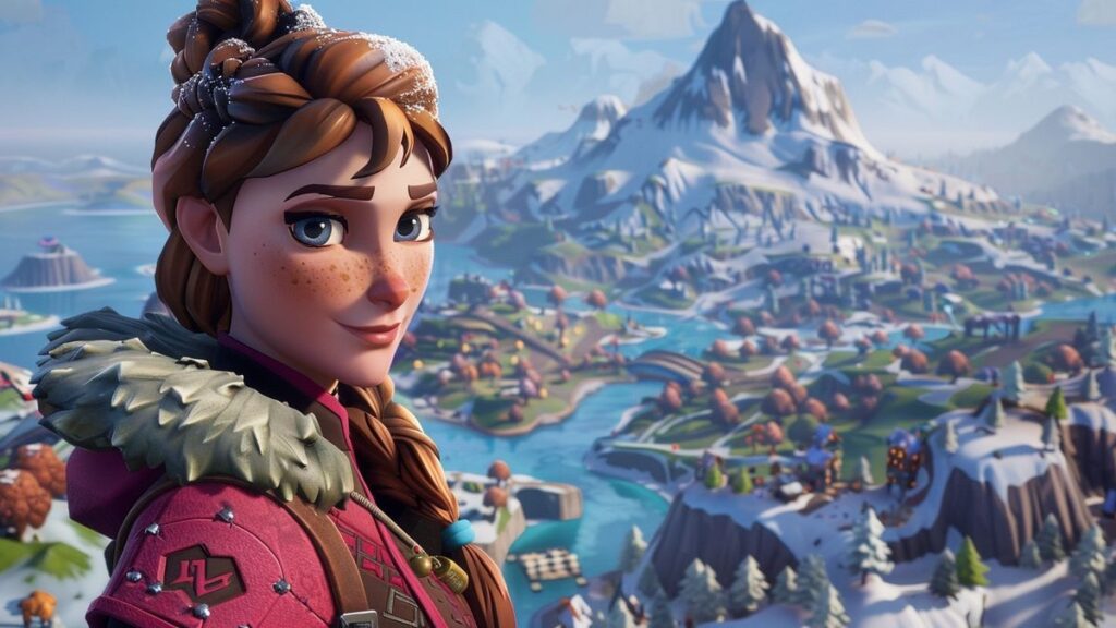 Closeup view of a new point of interest with an ice theme and complex frozen details.