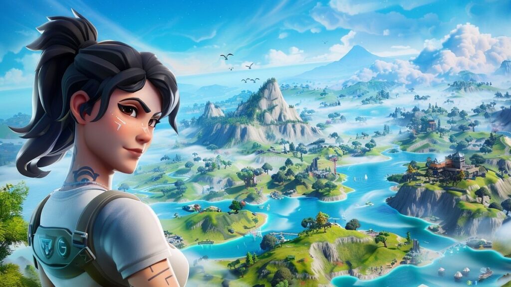Comprehensive arrangement of Fortnite Battle Pass skins on an engaging and colorful background.