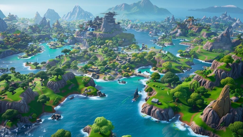 A stunning blend of Fortnite gameplay visuals combined with the epic themes of Star Wars to create player-crafted landscapes.
