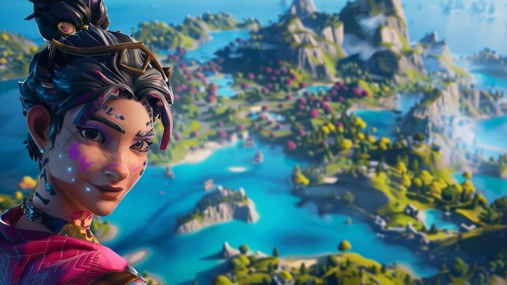 Iconic Fortnite character skins combined with Game of Thrones elements in a bright and colorful scene.