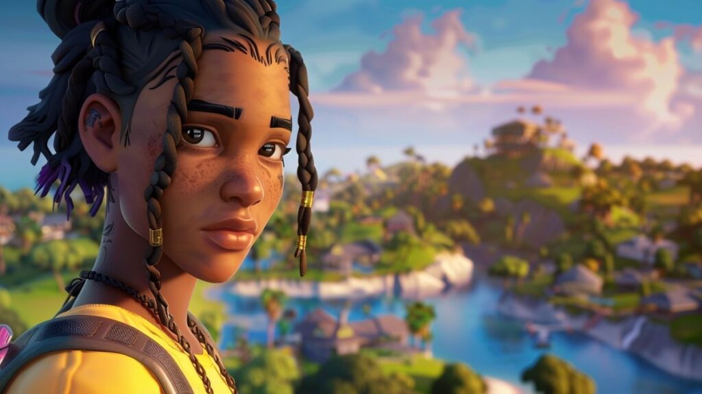 A closeup view of Fortnite character skins displaying their new features and rich, vibrant colors in a digital setting.