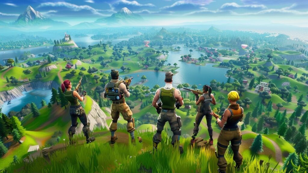 An exhilarating view of a Fortnite eSports arena filled with enthusiastic spectators.