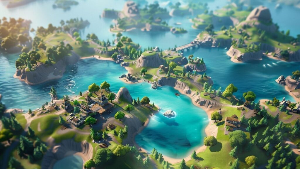 Image of a Fortnite arena showcasing vibrant skins in play, spotlighting the Ballerina Cappuccina character.