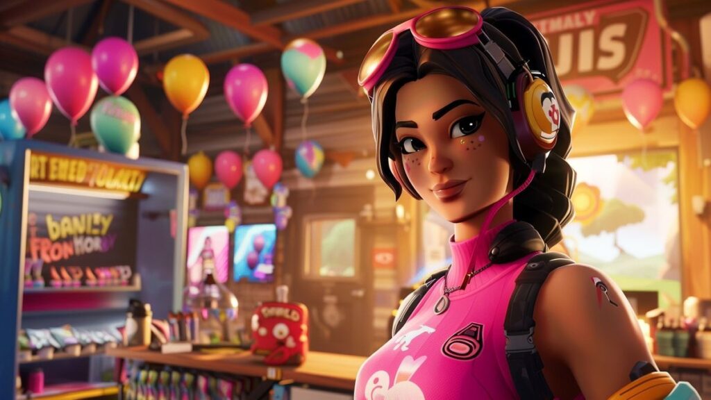 Dynamic visual of Ducky Momo and Balloony back bling highlighted in a shop window.
